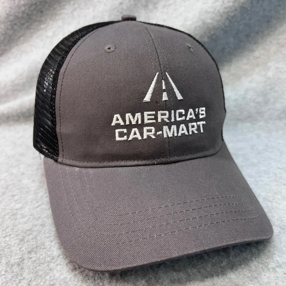 America's Car-Mart Mens Grey Cap America Trucker Hat Snapback Mesh OSFM
